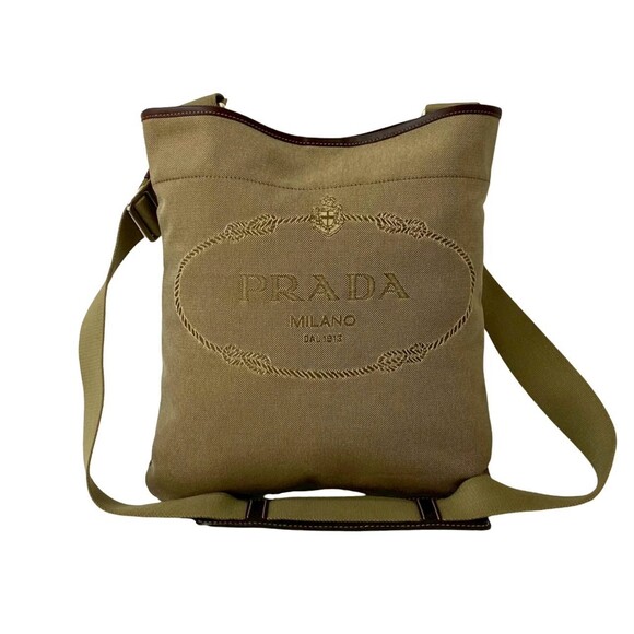 PRADA Cream Leather Shoulder Bag